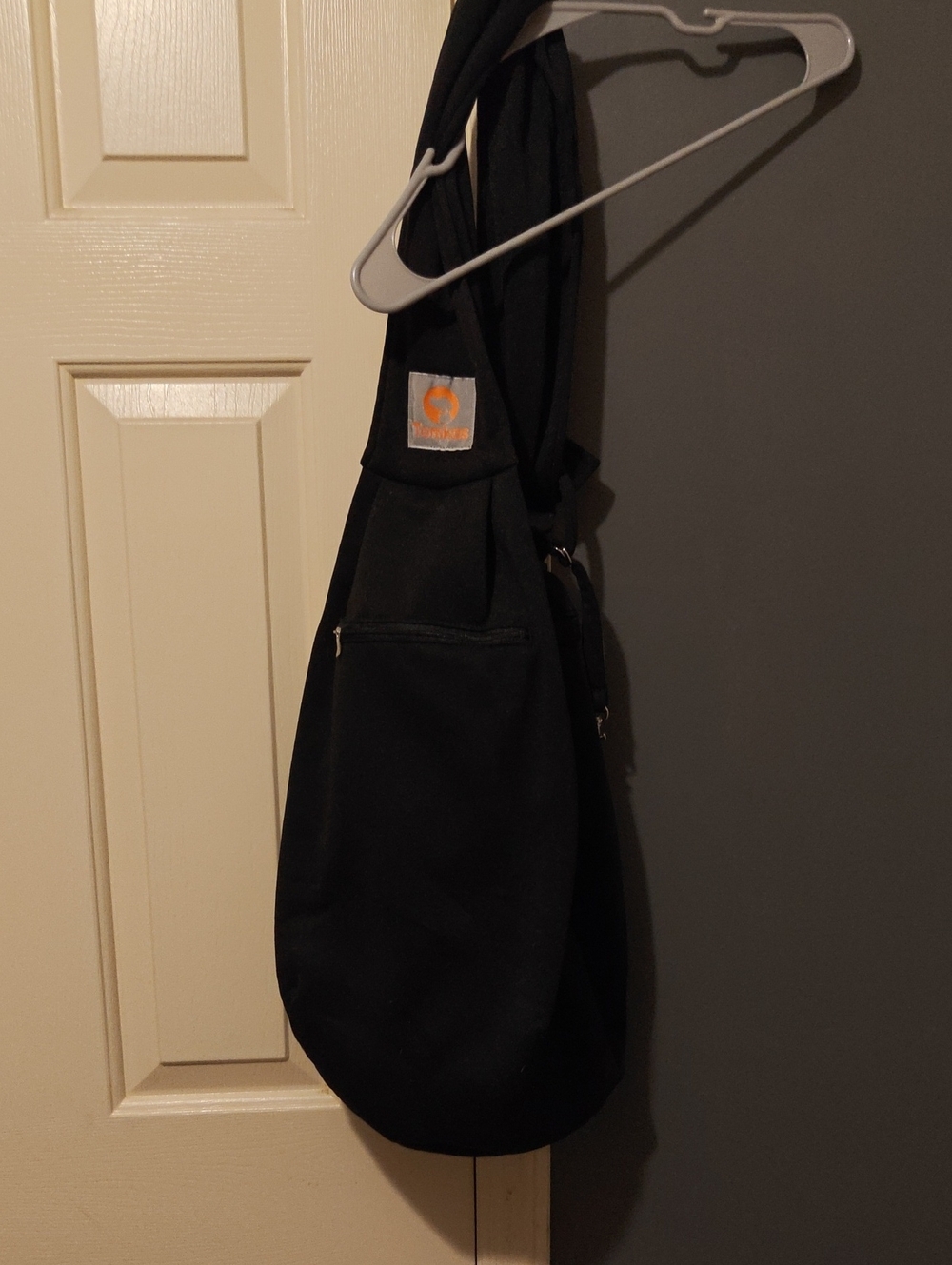 Black Sling Backpack with Orange Logo - Tomkas Pet Sling